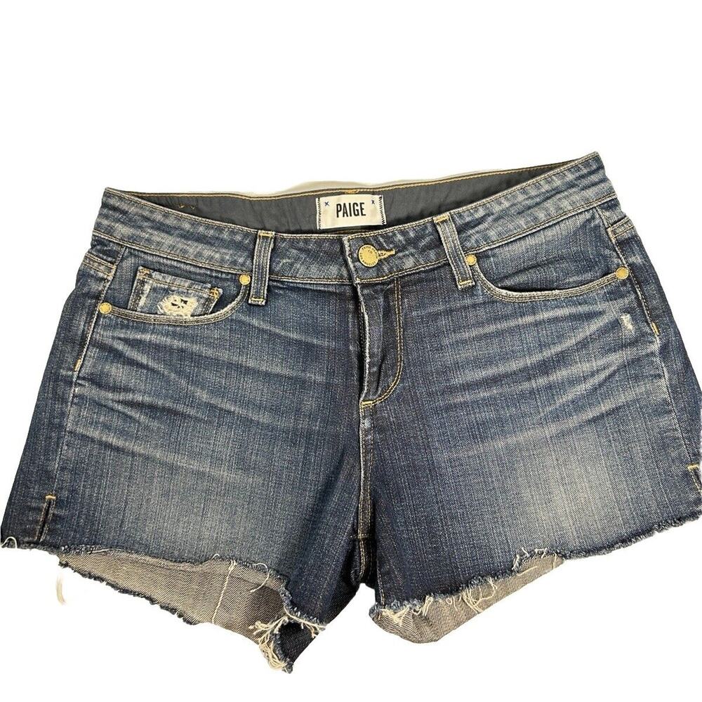 PAIGE Denim Daryn Cutoff Jean Shorts Size 27 Distressed Frayed Hem Designer